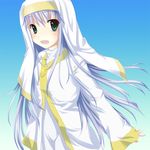  gradient gradient_background green_eyes habit index kan_(2bangai) long_hair nun open_mouth robe safety_pin silver_hair sleeves_past_wrists smile solo to_aru_majutsu_no_index 