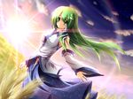  detached_sleeves frog green_eyes green_hair hair_ornament highres kochiya_sanae long_hair midoriiro_no_shinzou snake solo touhou 