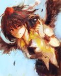  bangs brown_eyes brown_hair camera grin hat looking_at_viewer lowres oekaki pooj shameimaru_aya short_hair smile smirk solo tokin_hat touhou wings 