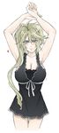  blonde_hair blush breasts cleavage dress fenrir_(vehicle) final_fantasy final_fantasy_vii final_fantasy_vii_advent_children grey_eyes heart large_breasts long_hair naughty_face personification ponytail shinzui_(fantasysky7) smile solo very_long_hair 