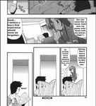  2boys doujinshi greyscale hard_translated incest monochrome multiple_boys newspaper sleeping source_request translated 