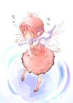  animal_ears blush closed_eyes dress from_above hat light_smile mystia_lorelei outstretched_arms pink_hair pink_legwear short_hair solo spread_arms suka touhou wings 