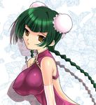  braid breasts bun_cover china_dress chinese_clothes covered_nipples double_bun dress elbow_gloves gloves green_hair gundam gundam_00 jpeg_artifacts kakogawa_tarou large_breasts long_hair solo twin_braids wang_liu_mei yellow_eyes 