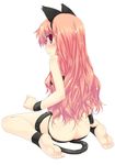  animal_ears ankle_cuffs ass barefoot blush cat_ears cat_tail feet from_behind frown full_body long_hair looking_back louise_francoise_le_blanc_de_la_valliere lowleg lowleg_panties mizuki_makoto panties pink_eyes pink_hair plantar_flexion simple_background sitting soles solo tail toes underwear wariza wavy_mouth white_background wristband zero_no_tsukaima 