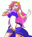  bad_id bad_pixiv_id bouncing_breasts breasts gloves gradient_hair gundam gundam_seed gundam_seed_destiny hair_ornament heart kitayama large_breasts leotard long_hair lowres meer_campbell multicolored_hair open_mouth pink_hair purple_eyes purple_leotard skirt solo star star_hair_ornament white_leotard 