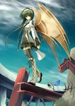  aoi_yuuji artificial_wings boots copyright_request long_hair skirt solo thighhighs wings 