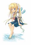  air barefoot blonde_hair feet izumi_rei kamio_misuzu long_hair sitting soaking_feet solo very_long_hair water wings 