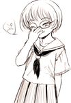  copyright_request glasses monochrome sasahara_yuuki school_uniform solo 