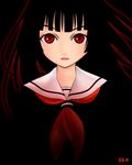  animated animated_gif bangs black_hair black_serafuku blinking blunt_bangs enma_ai hime_cut jigoku_shoujo khalitzburg long_hair lowres red_eyes school_uniform serafuku solo 