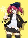  artist_request hat kujikawa_rise persona persona_4 red_hair skirt solo thighhighs twintails yellow_eyes 