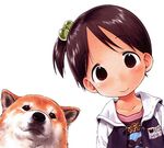  :&gt; animal barasui blush bomber_jacket brown_eyes brown_hair closed_mouth collar collarbone dog ichigo_mashimaro itou_chika jacket looking_at_viewer satake_(ichigo_mashimaro) shiba_inu smile solo upper_body 