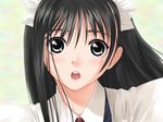  black_eyes black_hair blush game_cg genmukan long_hair maid open_mouth solo tanaka_takayuki watase_nozomi 