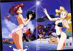  6+boys absurdres amami_mamoru beach bikini blonde_hair crease day enryuu_(gaogaigar) entouji_kousuke highleg highleg_bikini highres hyouryuu_(gaogaigar) hyuuma_geki kimura_takahiro multiple_boys multiple_girls one-piece_swimsuit outdoors pink_sarong red_hair sarong shishiou_gai shishiou_leo swan_white swimsuit taiga_koutarou ushiyama_kazuo utsugi_mikoto yuusha_ou_gaogaigar yuusha_series 