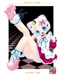  animal_ears blue_eyes cat_ears child copyright_request fang happy kleine_erdbeere laughing maid panties ribbon solo underwear white_hair white_panties 