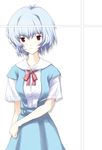  ayanami_rei blue_hair neon_genesis_evangelion nishikiori_jin pale_skin red_eyes school_uniform short_hair solo 