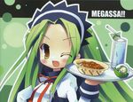  churuya glass green_hair long_hair multiple_girls non-web_source one_eye_closed suzumiya_haruhi_no_yuuutsu tray tsuruya waitress 