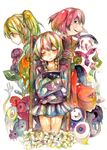  blonde_hair book braid chair character_request closed_eyes fingernails flower highres holding kyukkyu-kun long_hair long_sleeves madotsuki niyasuke_(yama) poniko ponytail sitting smile toriningen traditional_media uboa watercolor_(medium) yume_nikki 