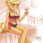  alcohol anthro anthrofied applejack_(mlp) babydoll beverage blonde_hair blush bra breasts cellphone cleavage clothed clothing cutie_mark equine female freckles friendship_is_magic green_eyes hair horse iphone lingerie looking_at_viewer mammal my_little_pony navel necklace nightgown panties phone pony skykain solo underwear wine 