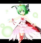  alternate_costume antennae bad_id bad_pixiv_id bow cape crown dress green_eyes green_hair hair_ornament kiilowolf princess_wriggle ribbon short_hair smile solo touhou wriggle_nightbug 