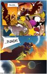  broken_teeth captain_falcon comic explosion f-zero facial_hair falcon_punch gloves hat helmet highres metalhanzo moon multiple_boys mustache punching scarf super_smash_bros. wario watermark web_address 