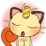  animal_ears cat cat_ears cat_tail eyes_closed fang meowth no_humans open_mouth pokemon tail whiskers 