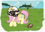  alphadogdeluxe cutie_mark equine female feral fluttershy_(mlp) football friendship friendship_is_magic grass hair helmet horse mammal my_little_pony outside pegasus pink_hair pony sky solo wings yellow_body 
