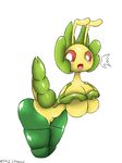  anthro arthropod big_breasts blush breasts english_text female huge_breasts huztar insect leavanny looking_at_viewer nintendo nude open_mouth plain_background pok&#233;mon pok&eacute;mon pussy solo text video_games 