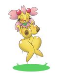  blush breasts cherrim female flora_fauna hair huge_breasts huztar inverted_nipples nintendo nipples plain_background plant pok&#233;mon pok&eacute;mon pussy solo video_games 