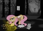  coin crossover cutie_mark english_text equine female feral flashlight fluttershy_(mlp) forest friendship_is_magic horse mammal money my_little_pony niban-destikim note parody pegasus pony slenderman suit sweat tears tentacles text tree wings wood 