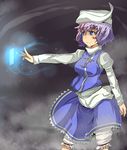  bloomers blue_eyes blush breasts card hat lavender_hair letty_whiterock medium_breasts scarf short_hair skirt smile solo spell_card touhou underwear yet_you 