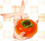 bad_id bad_pixiv_id barnaby_brooks_jr bunny eating food food_on_face fruit mochi_mocchi no_humans persimmon solo tiger_&amp;_bunny 