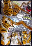  anthro bdsm better_late_than_never big_breasts breasts cloak comic daigaijin feline female kung_fu_panda mammal master_tigress nipples nude polearm red_eyes robe staff stripes tiger toes 