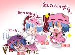  :3 bat_wings bloomers blue_hair chibi dress fang noai_nioshi pink_dress remilia_scarlet touhou translated underwear wings |_| 