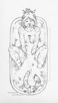  bath breasts eyes_closed feline female mammal monochrome nude sketch solo suds thetiedtigress tiger water 