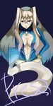  1girl animal_ears belt blue_background bodysuit book breasts brown_eyes brown_hair cat_ears cat_tail character_name elbow_gloves fur glasses gloves long_hair navel presa_(tales) preza tail tales_of_(series) tales_of_xillia 