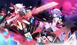  flandre_scarlet ichiyan moon remilia_scarlet thighhighs touhou wings 