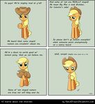  blonde_hair blush breaking_the_fourth_wall celebrity_paradox comic cowboy_hat english_text equine female feral friendship_is_magic fur green_eyes hair hat horse looking_at_viewer mammal my_little_pony orange_fur pony ratofdrawn solo stated_homosexuality text 