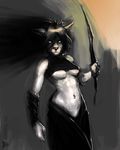  abs assassin breasts cat clothed clothing dangerous feline female hair killer looking_at_viewer mammal neurodyne piercing plain_background sketch skimpy solo sword under_boob warrior weapon 