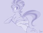  big_butt blue_background butt chubby clothing dovne equine female feral friendship_is_magic horn looking_at_viewer looking_back mammal my_little_pony pants pearl_(mlp) plain_background raised_tail rarity&#039;s_mother_(mlp) solo thong unicorn 