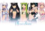  :&lt; :3 animal_ears armpits bangs bare_shoulders black_hair blue_eyes blue_nails bra breasts buttons controller elbow_gloves english eyelashes feather_boa fiodo flat_chest game_console game_controller gloves green_eyes green_hair hand_on_own_chest handheld_game_console jewelry large_breasts long_hair looking_at_viewer multiple_girls nail_polish navel necklace nintendo_3ds open_mouth original personification pink_eyes pink_hair platform playstation_3 playstation_portable ribbon short_hair shoulder_pads smile staff text_focus underwear weapon white_hair wii wii_remote wristband xbox_360 