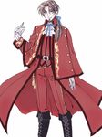  @co alternate_costume bad_id bad_pixiv_id blue_eyes boots brown_hair capelet cross-laced_footwear facial_hair fate/zero fate_(series) formal gloves goatee male_focus ponytail solo toosaka_tokiomi white_gloves 