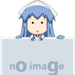  blue_hair bracelet chibi hat jewelry mini-ikamusume mugen_ouka no_image peeking_out pixiv shinryaku!_ikamusume solid_circle_eyes solo tentacle_hair 