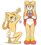  blush brown_eyes butt cream_the_rabbit cub female lagomorph mammal panties rabbit sega sonic_(series) topless underwear young 