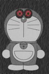  cat creepy creepypasta doraemon feline fog machine mechanical monochrome raccoon red_eyes robot unknown_artist zalgo 