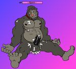  ape balls biceps big_balls big_muscles big_penis black_penis brown_eyes chubby collar cum cum_in_mouth cum_inside cum_on_chest cum_on_face cum_on_penis cum_on_self cum_on_stomach cum_string cumshot erection fur gorilla grey_fur griz_urso hairy krun licking looking_at_viewer male mammal masturbation messy muscles nipples orgasm pacman20 penis plain_background primate retracted_foreskin solo tongue uncut 