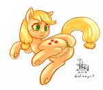  anal_masturbation anal_penetration applejack_(mlp) bluch blush cutie_mark dildo english_text equine female feral freckles friendship_is_magic green_eyes horse infinityplus1 looking_back mammal masturbation my_little_pony penetration plain_background pony pussy raised_tail sex_toy solo teats text wet white_background 