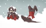  batman_(series) binoculars black_hair cape dc_comics domino_mask kyuura-jii lying male male_focus mask robin_(dc) snow solo split-toe_footwear tim_drake 