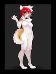  anthro breasts canine corgi dog female fur hair mammal nipples nude plain_background pussy red_hair solo standing tan_fur tsampikos white_fur 