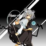  animal animal_ears basket capelet character_name dowsing_rod jewelry kururunpa long_sleeves mouse mouse_ears mouse_tail nazrin pendant red_eyes short_hair silver_hair solo tail touhou 