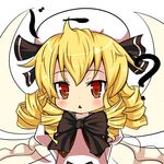  ? blonde_hair blush bow drill_hair fairy_wings hat kururunpa luna_child open_mouth puffy_sleeves red_eyes solo touhou white_background wings 